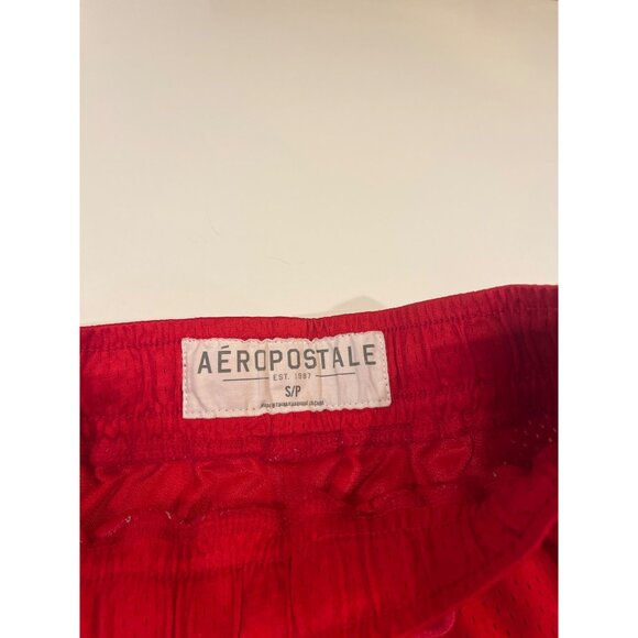 Aeropostale Red Mesh Drawstring Shorts 1987 Graphics S/P Lightweight & Breathabl - Picture 5 of 6